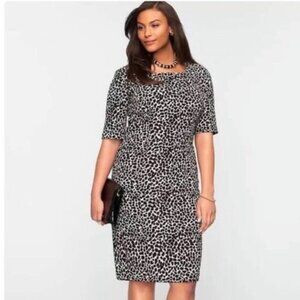 Talbot's Grey Snow Leopard Sheath Dress